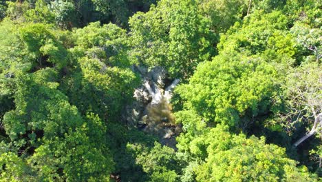 Cascada-Entre-Bosque-Profundo-Antena-Lenta-Naturaleza-Maravillosa-América-Del-Sur