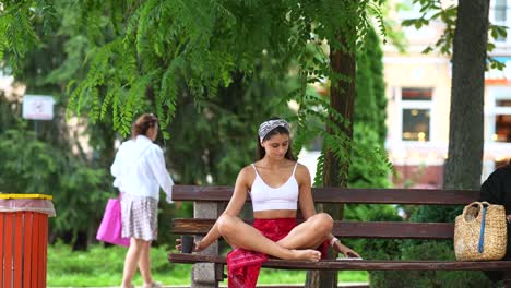 woman relaxing in a park