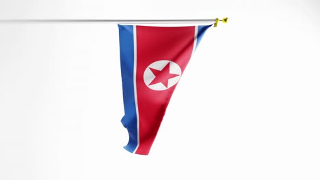 north korean flag waving against solid white background