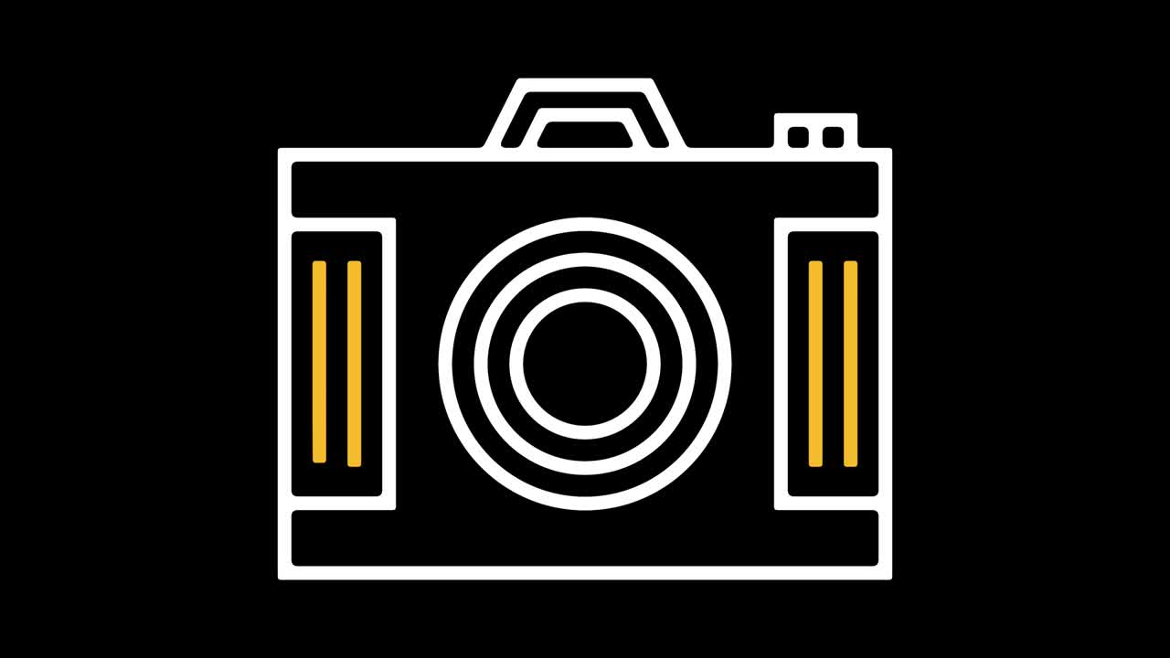 알파와 함께 디지털 카메라 라인 아이콘 애니메이션