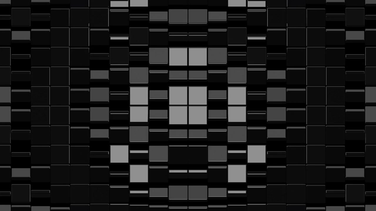 Abstract Dark Grid with 3D Blocks and Symmetrical Pattern