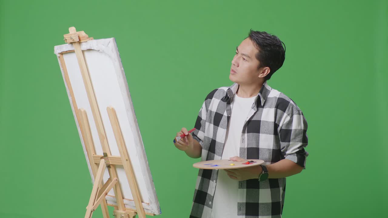 Man Painting on Easel