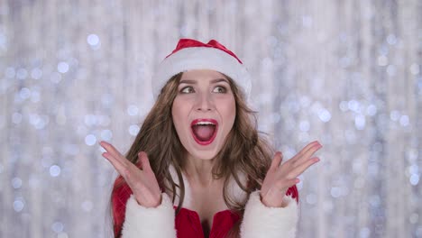 excited woman in santa outfit