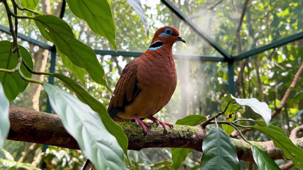 A brown dove perched on a branch