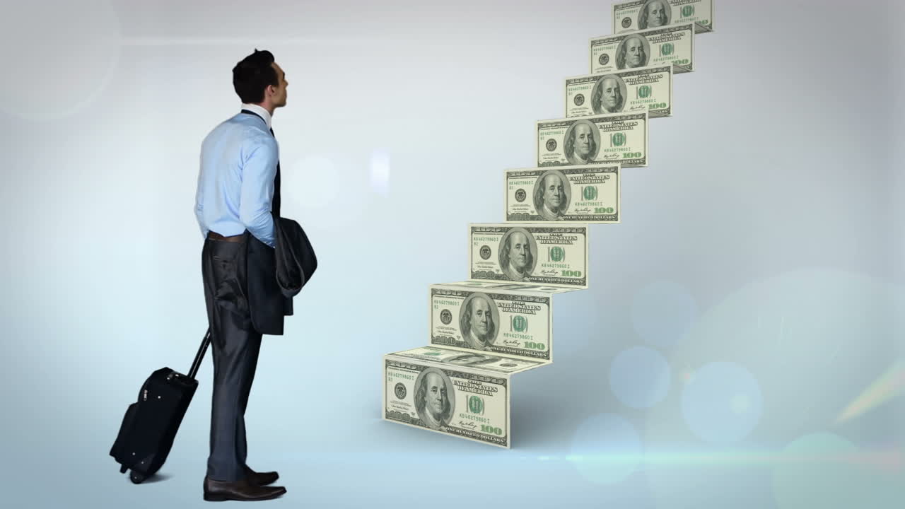 Homme d'affaires observant la progression financière