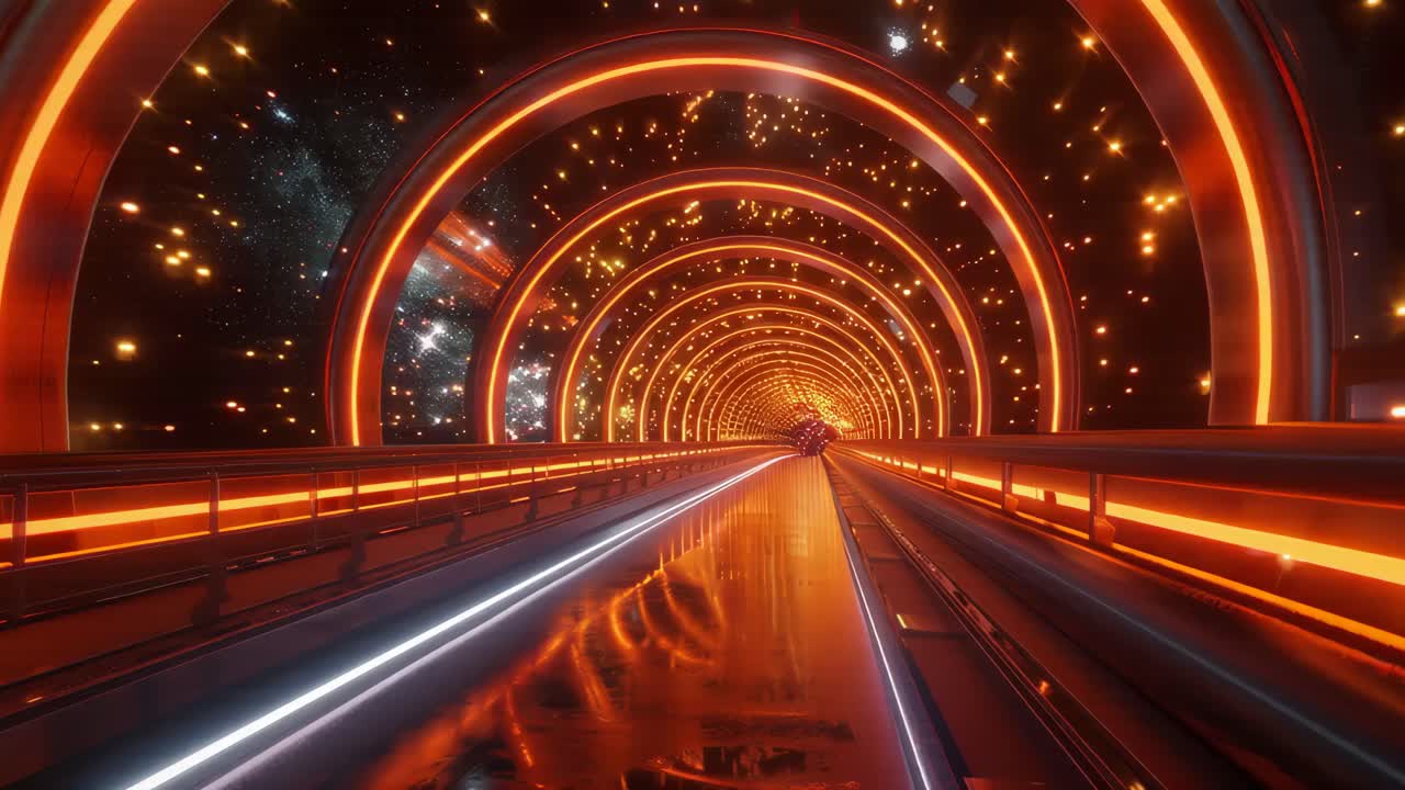 Neon Orange Futuristic Tunnel