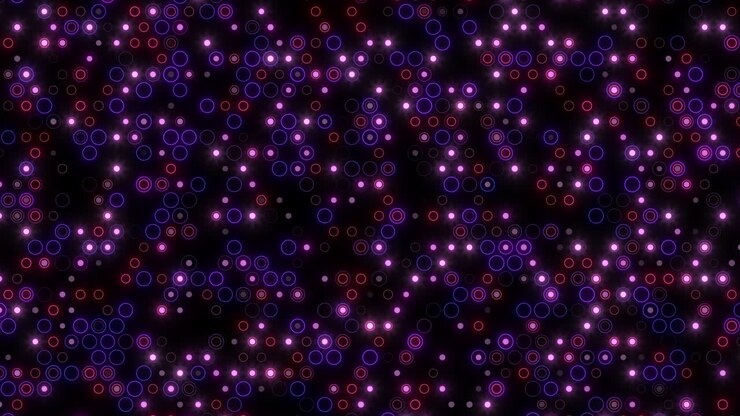 Futuristic and digital, this image showcases a grid pattern of purple dots on a black background, giving the illusion of floating in an ethereal space