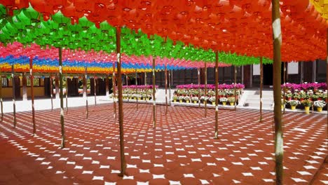 Lanterns in Bulgugsa Temple During a sunny day, tilting down, 24 fps