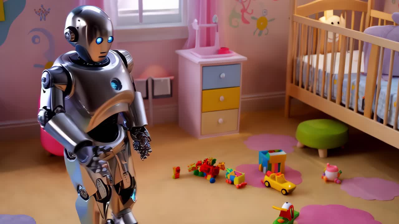 robot en una sala de juegos