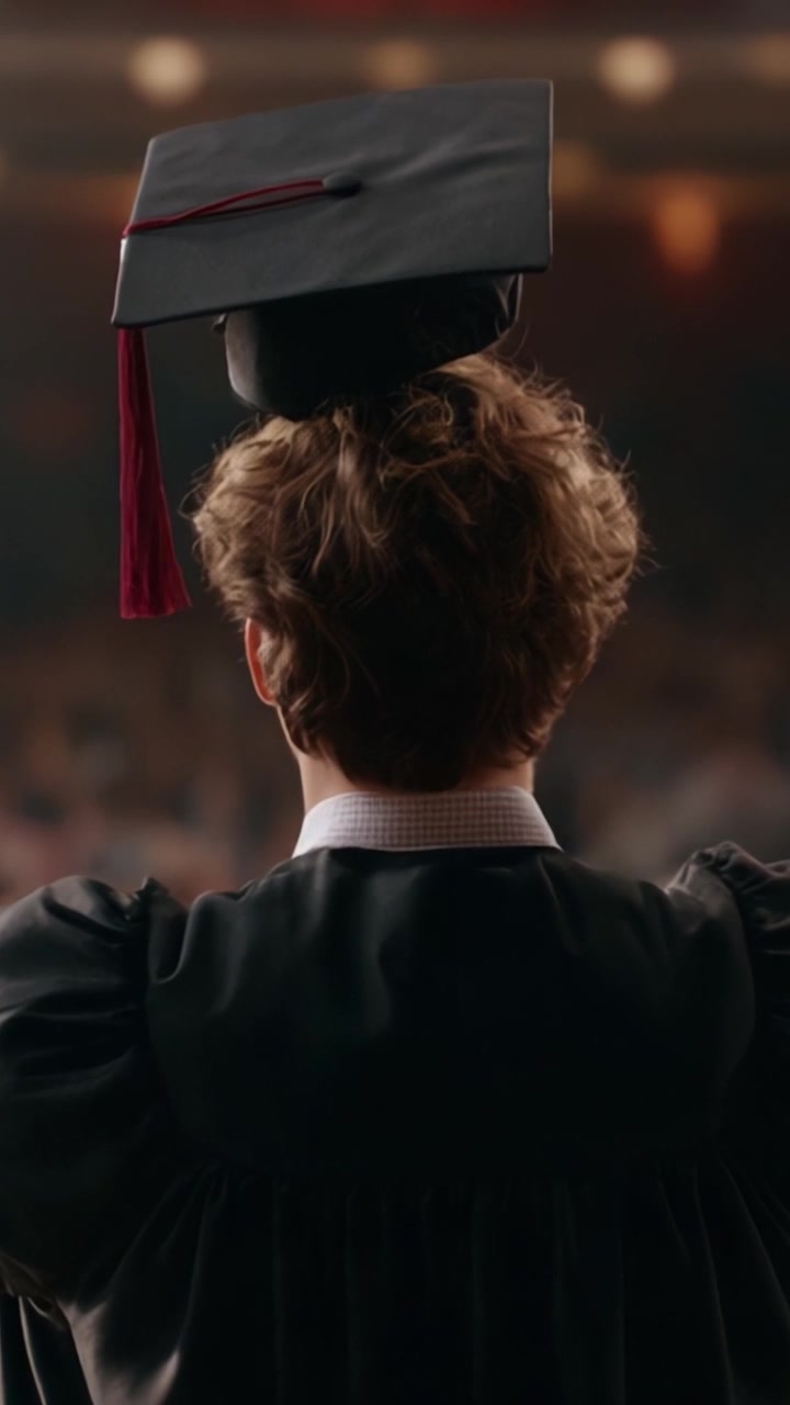Un momento celebrativo: i neolaureati celebrano i loro successi e guardano al futuro con orgoglio a una cerimonia di laurea tra gli applausi gioiosi del pubblico.