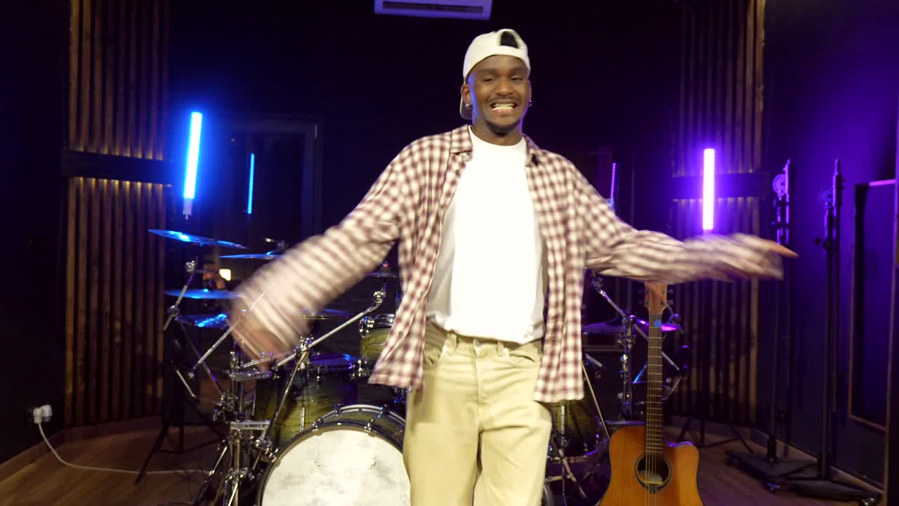 Man dancing with musical instruments