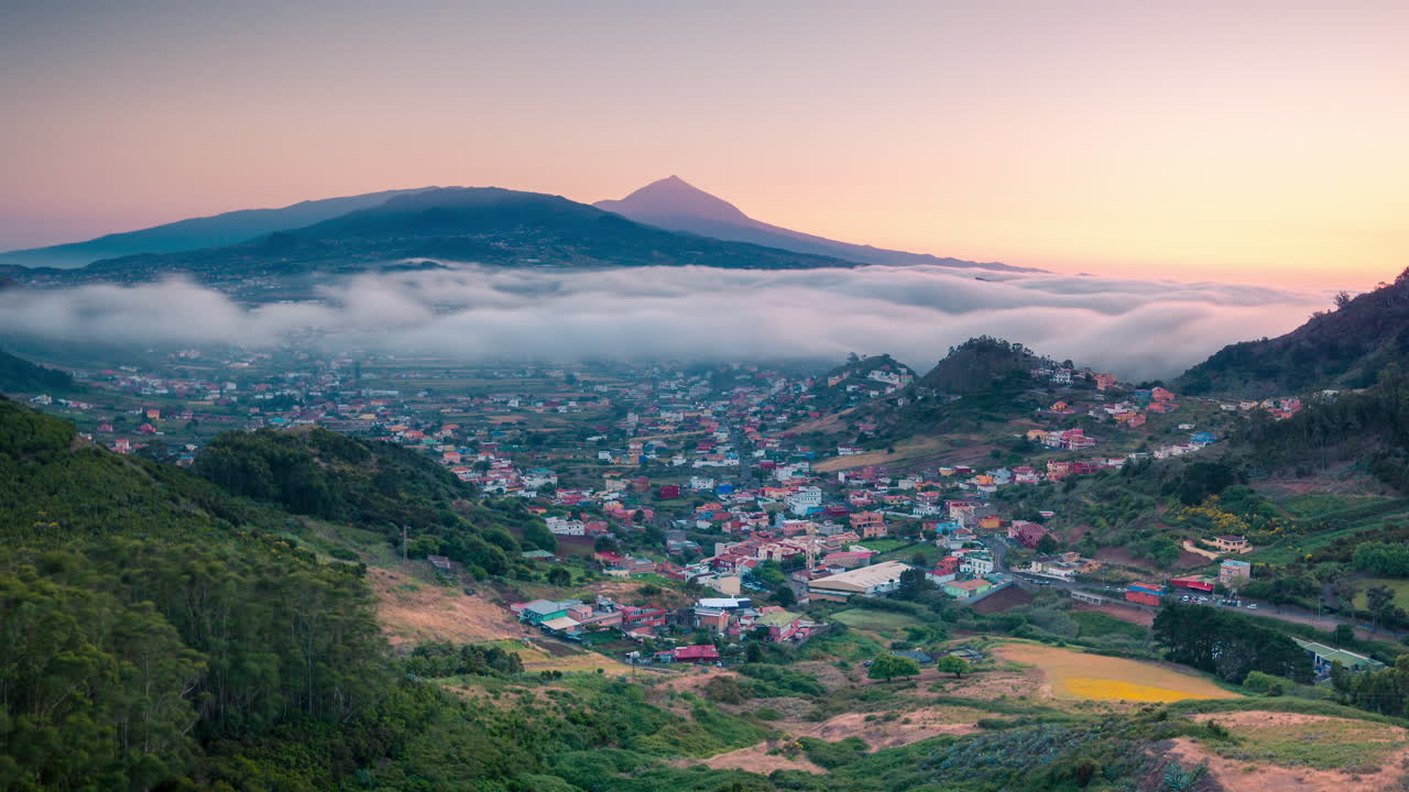 timelapse durante la puesta de sol desde el mirador de la jardina