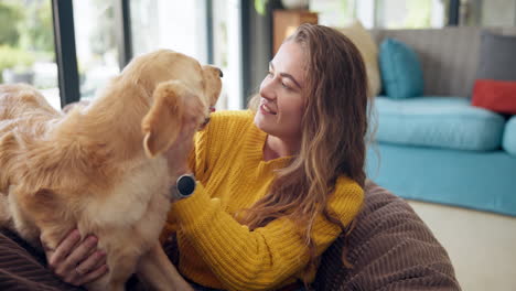 a woman spends leisure time with her dog
