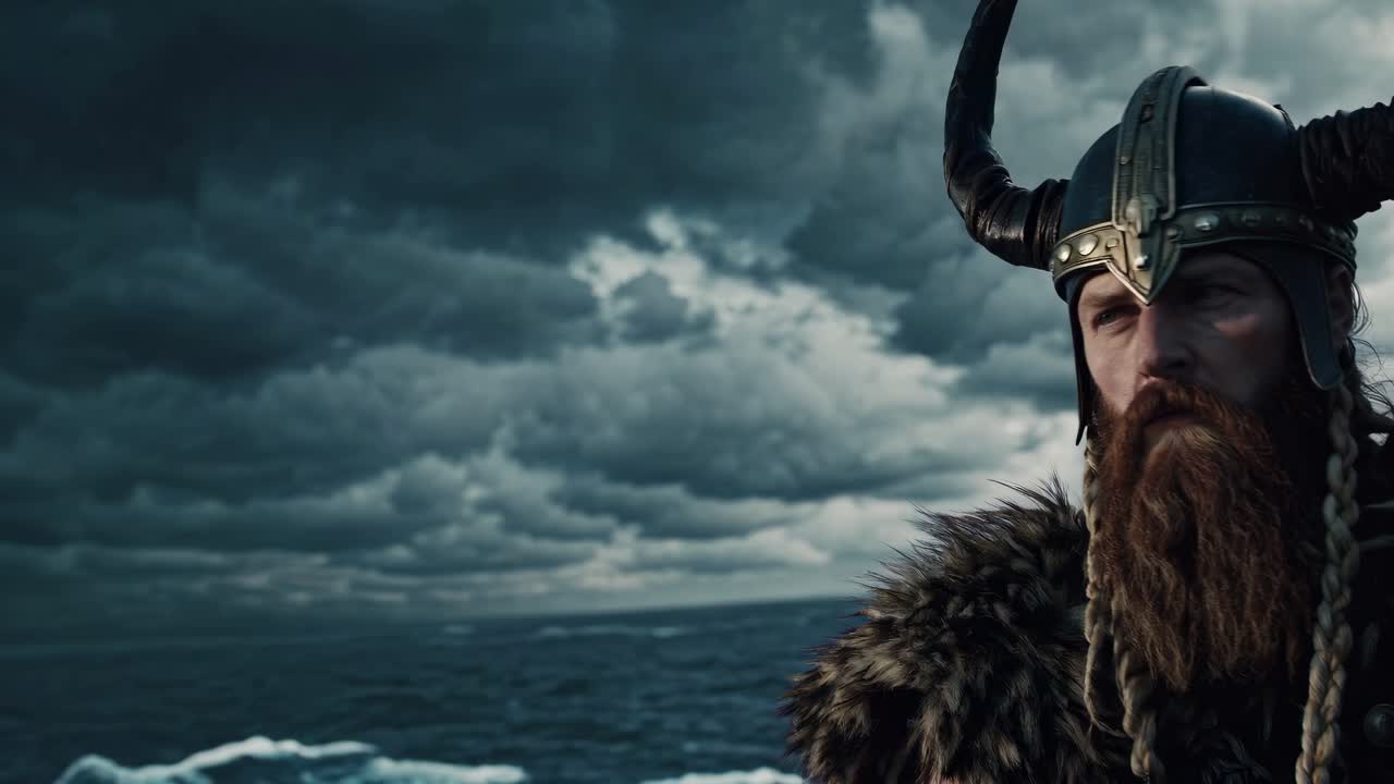 guerrero vikingo en una tormenta
