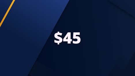 minimal style price animation featuring $45. perfect for digital marketing, online shopping clips, or promotional campaigns