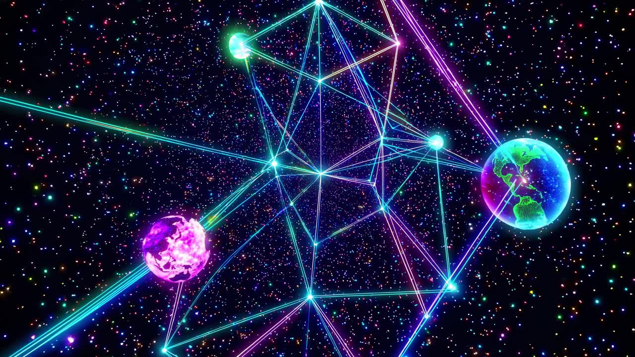 planetas interconectados en el espacio