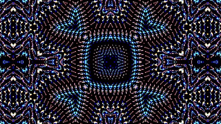 colorful lines glowing waves flower shape background kaleidoscope abstract