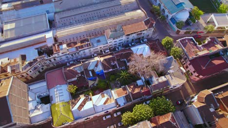 Topdown-view-Over-residential-complex-in-Barrio-Concha-Y-Toro,-Santiago,-Chile