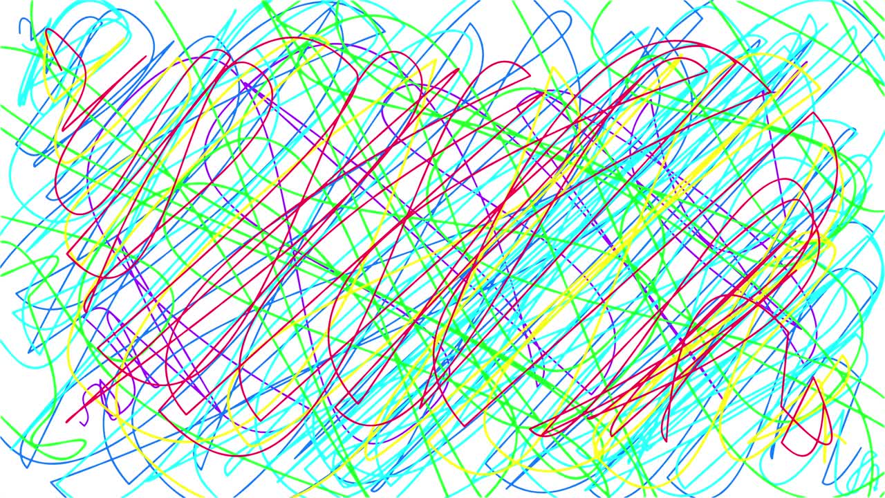 Multi Colored Animated Pen Scribbles on White Backdrop
