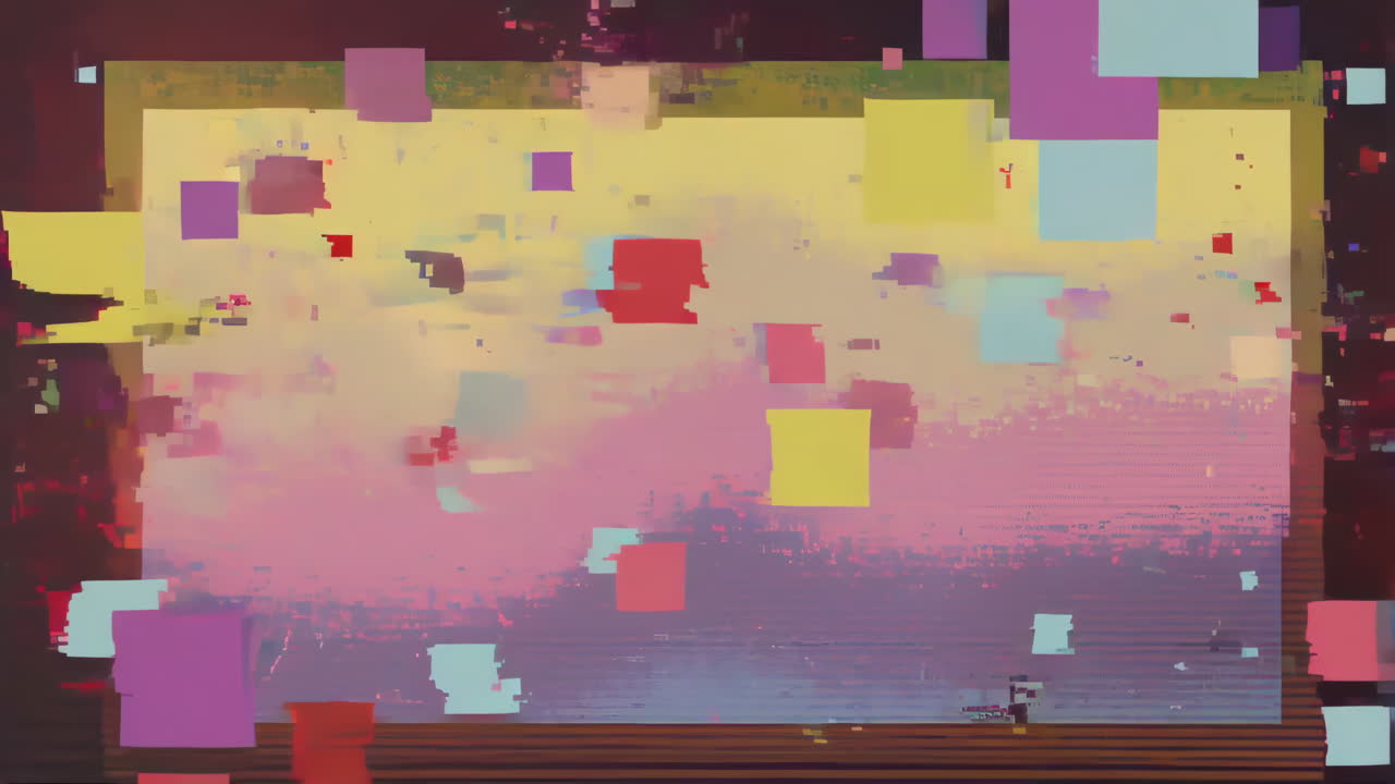 Abstract Glitch Art with Vibrant Geometric Shapes