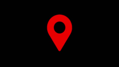 animación del icono de ubicación roja. bucle del icono del marcador del mapa en fondo negro
