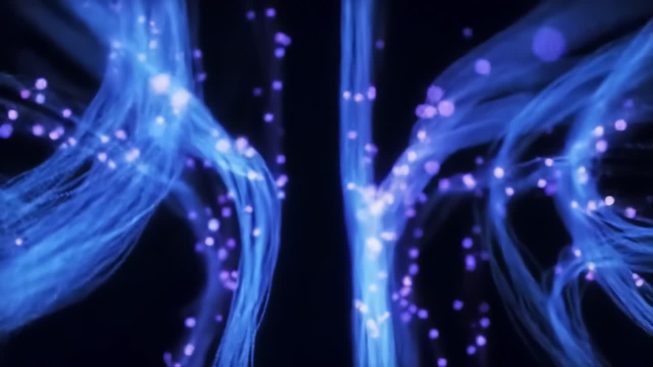 This captivating display showcases intricate blue light patterns that flow and pulse, creating a mesmerizing visual experience.