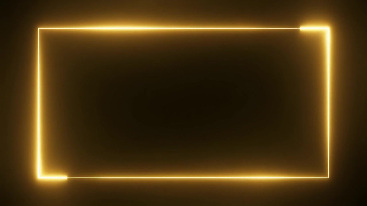 Glowing Golden Neon Rectangular Frame on Dark Background