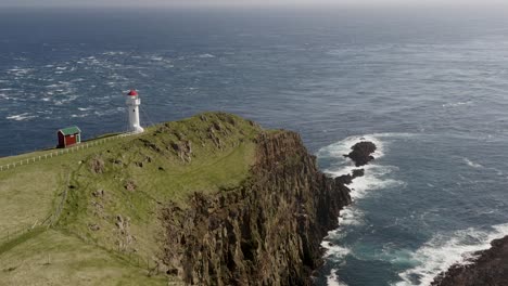 astounding view of akraberg lighthouse on the southern tip of suduroy located at faroe islands in denmark