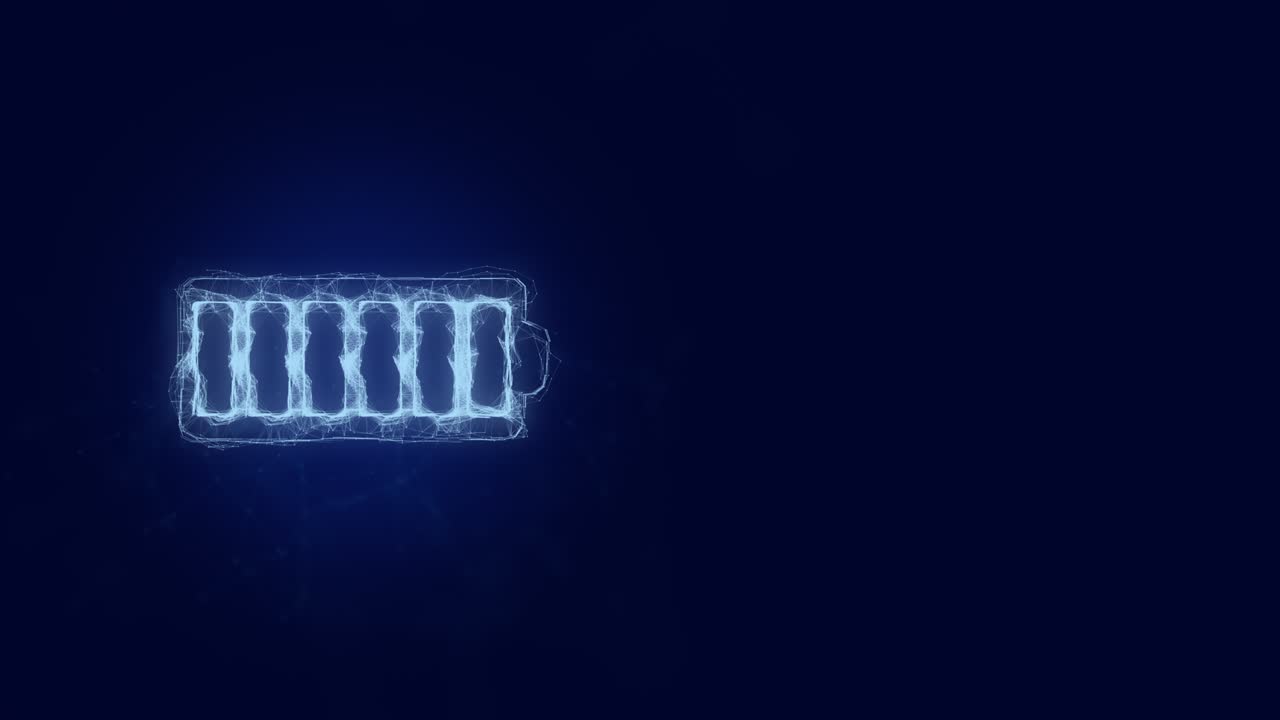 플렉서스 효과를 가진 배터리 아이콘. 점으로 연결된 선.