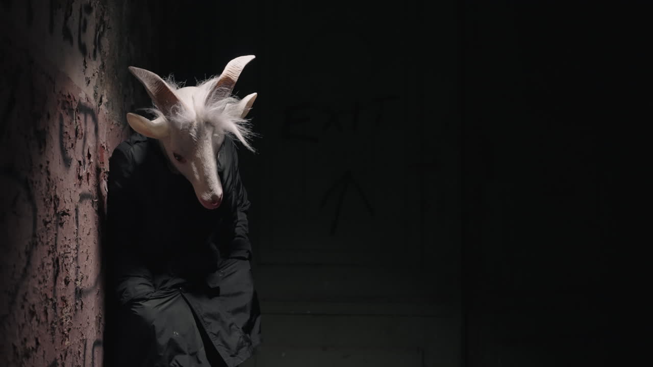 Goat Mask in a Dark Alley