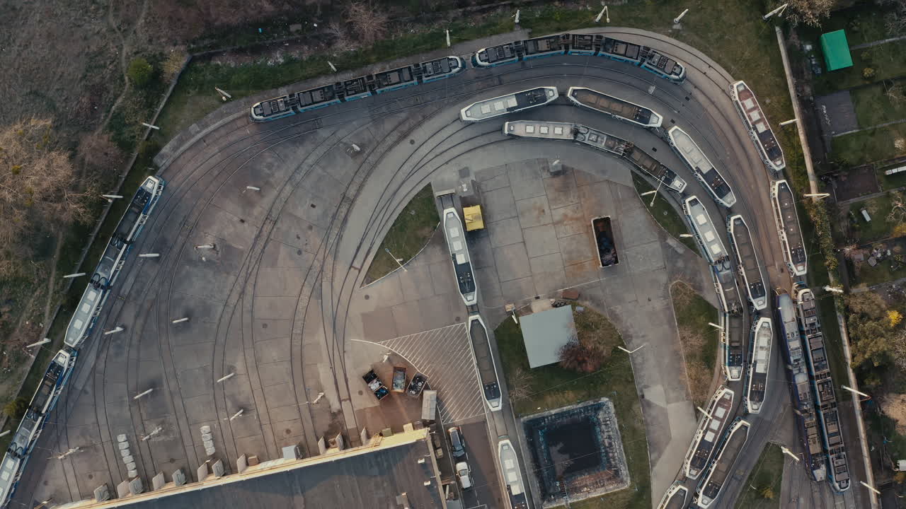 Aerial View of a Tram Depot