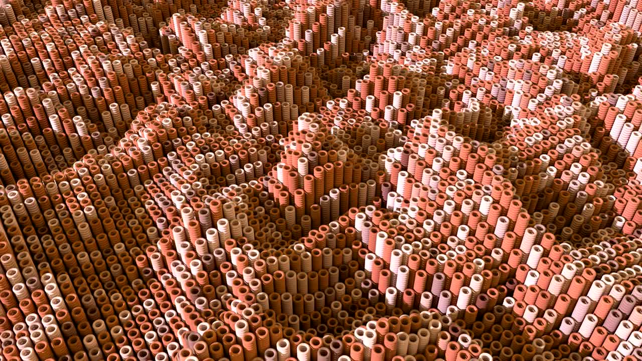 4k anillos abstractos dispuestos en tubos digitales.