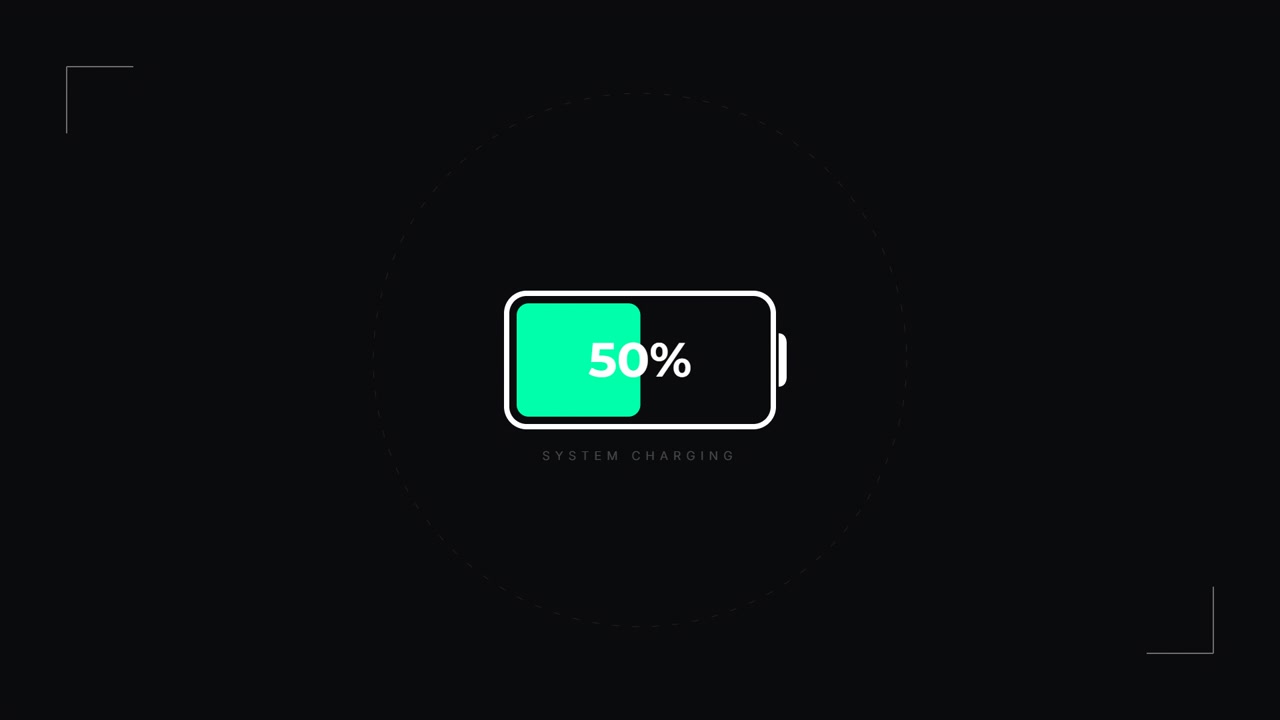 Digital Battery Charging Progress Indicator on Dark Background