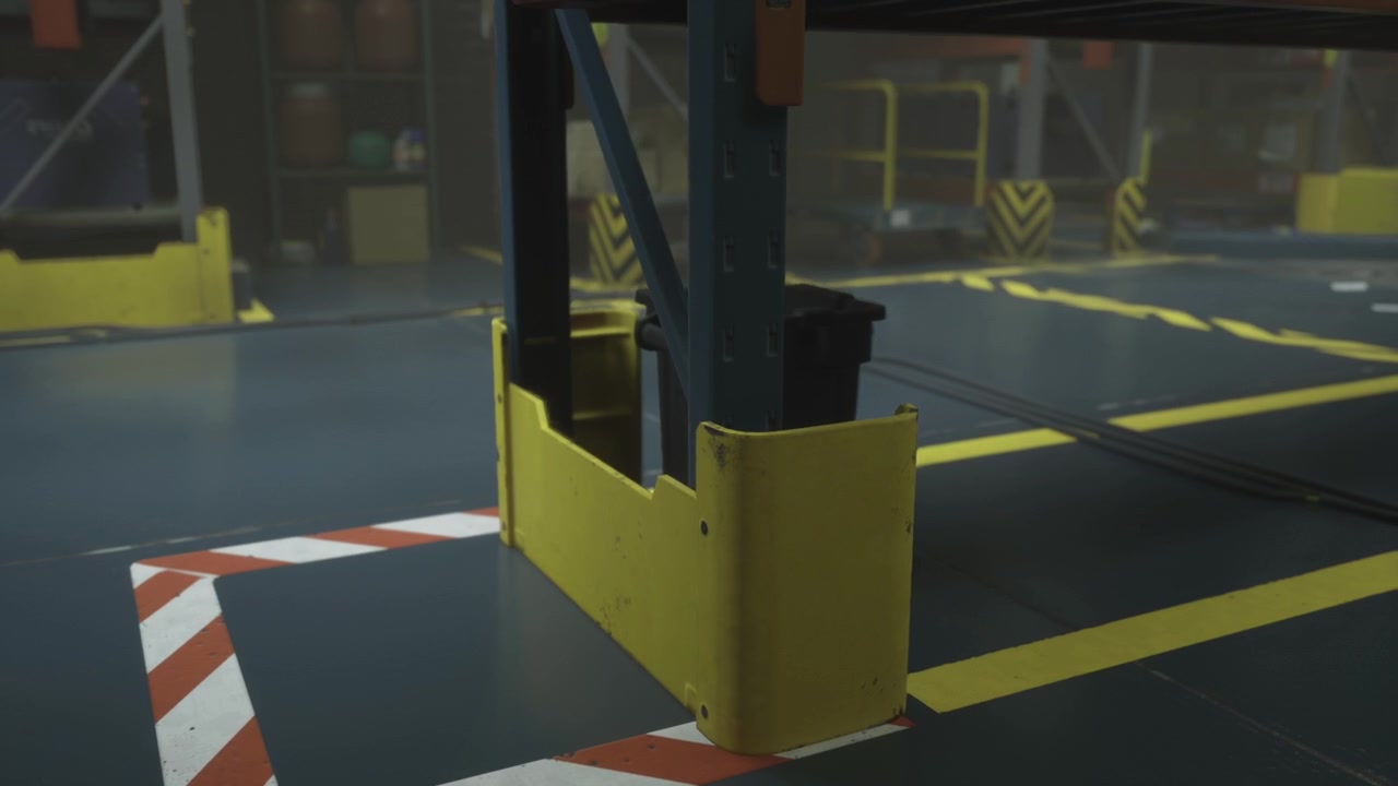 Vivid loading dock highlights safety features and industrial design
