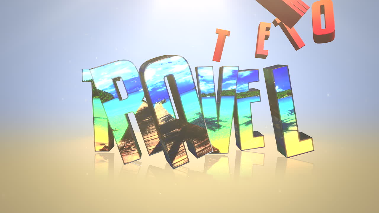 tiempo de texto animado para viajar con efecto espejo