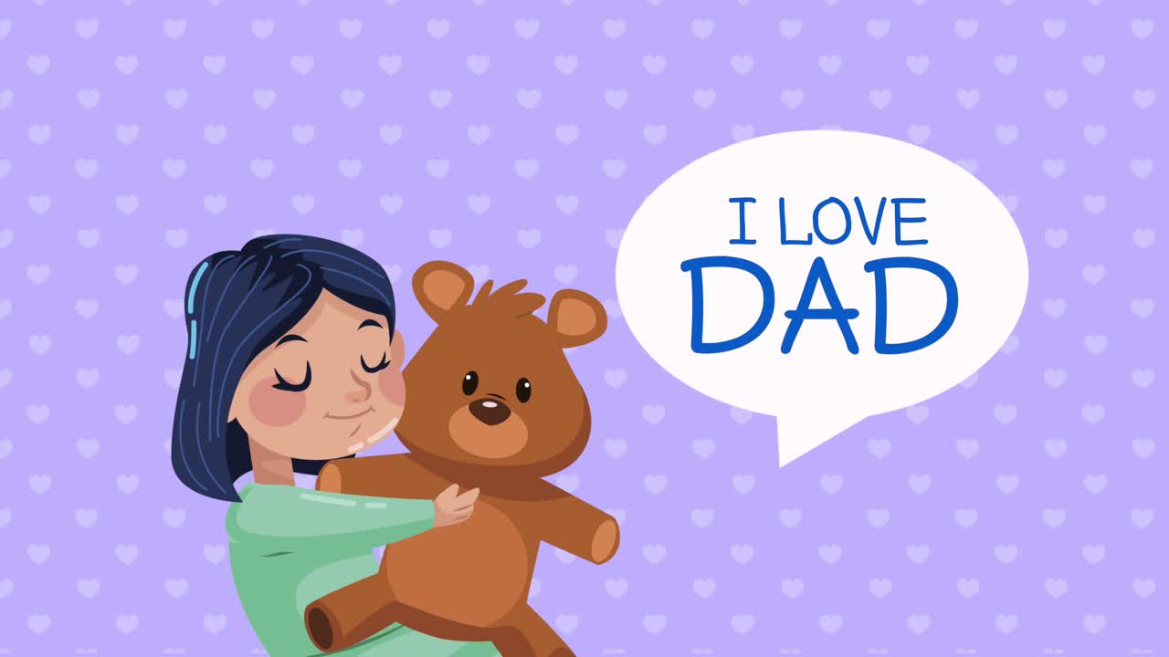 나는 아빠가 연설에서 글자를 쓰는 것을 좋아합니다. 소녀와 함께 거품을 들어 올리는 테디 베어