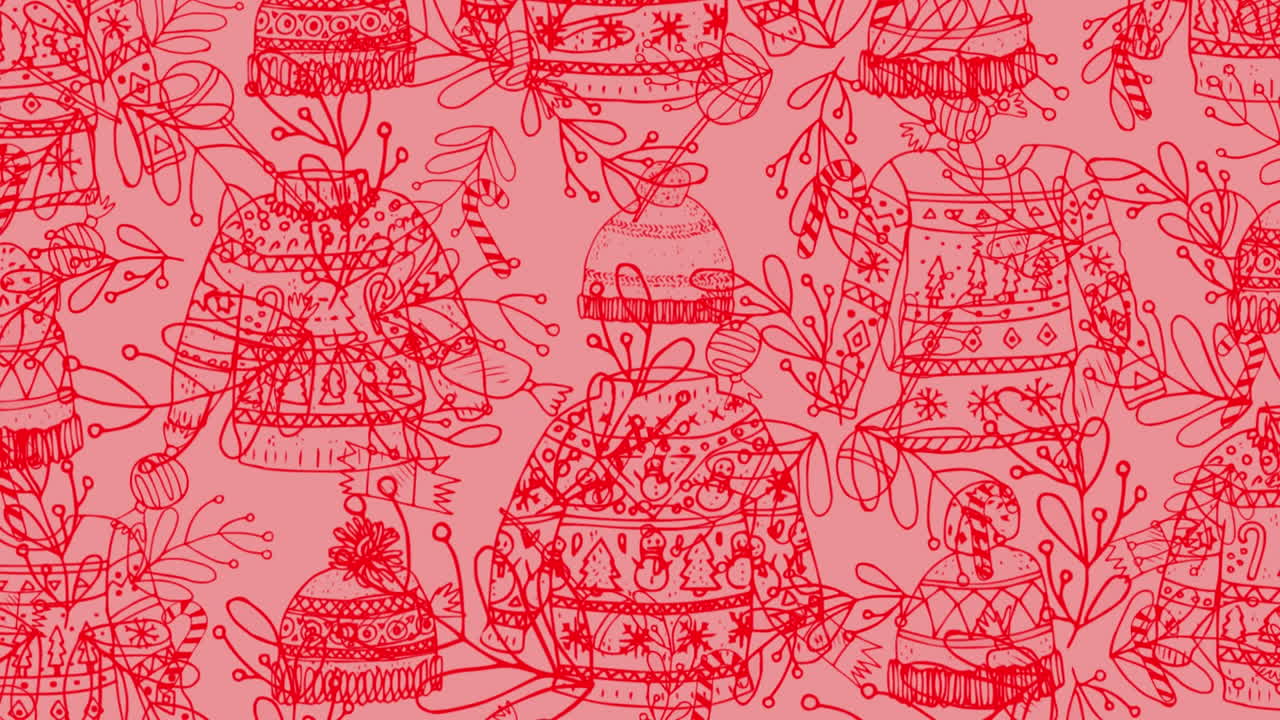 핑크색 배경 에 있는 전통적 인 크리스마스 꽃 과 점퍼 패턴