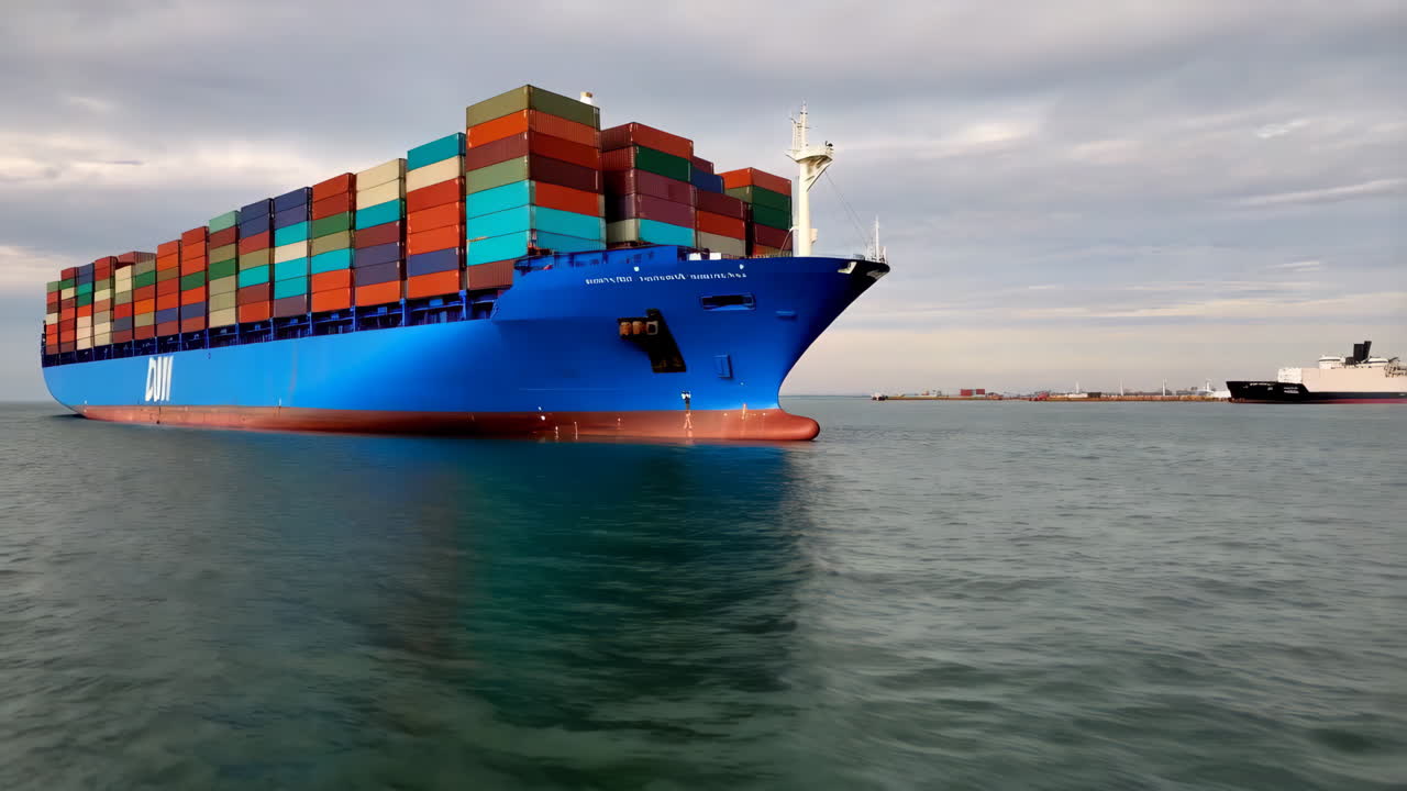 buque de contenedores en el mar