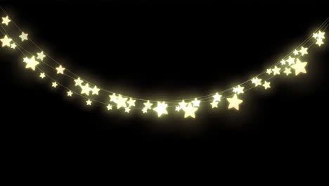 animación digital de luces de hadas decorativas en forma de estrella colgando contra un fondo negro