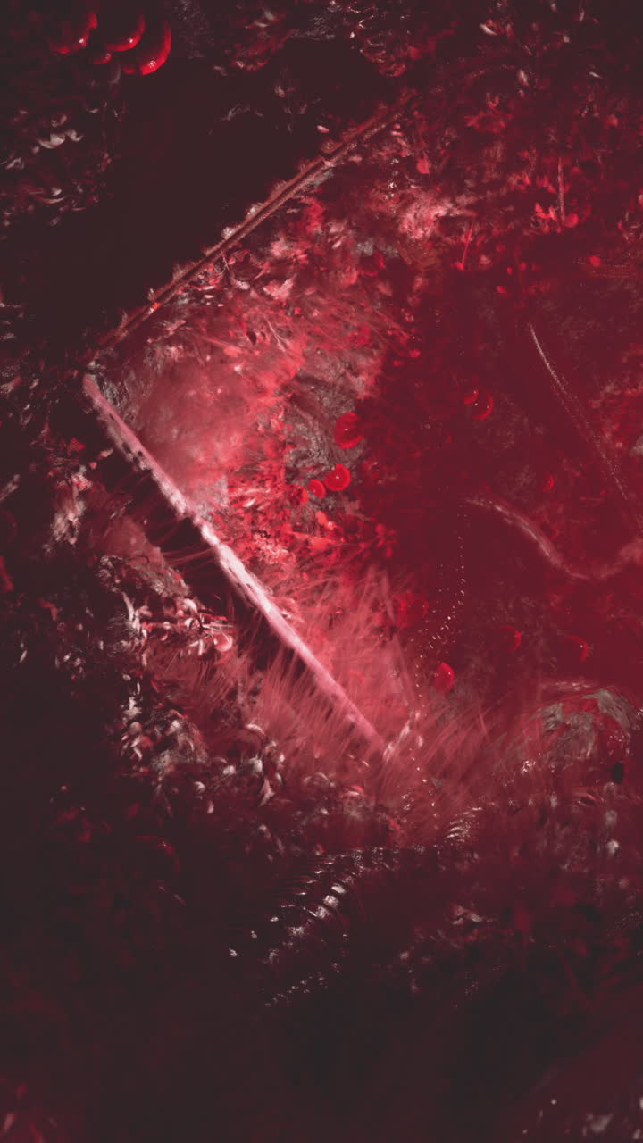 vista de cerca de un cubo de hielo rojo