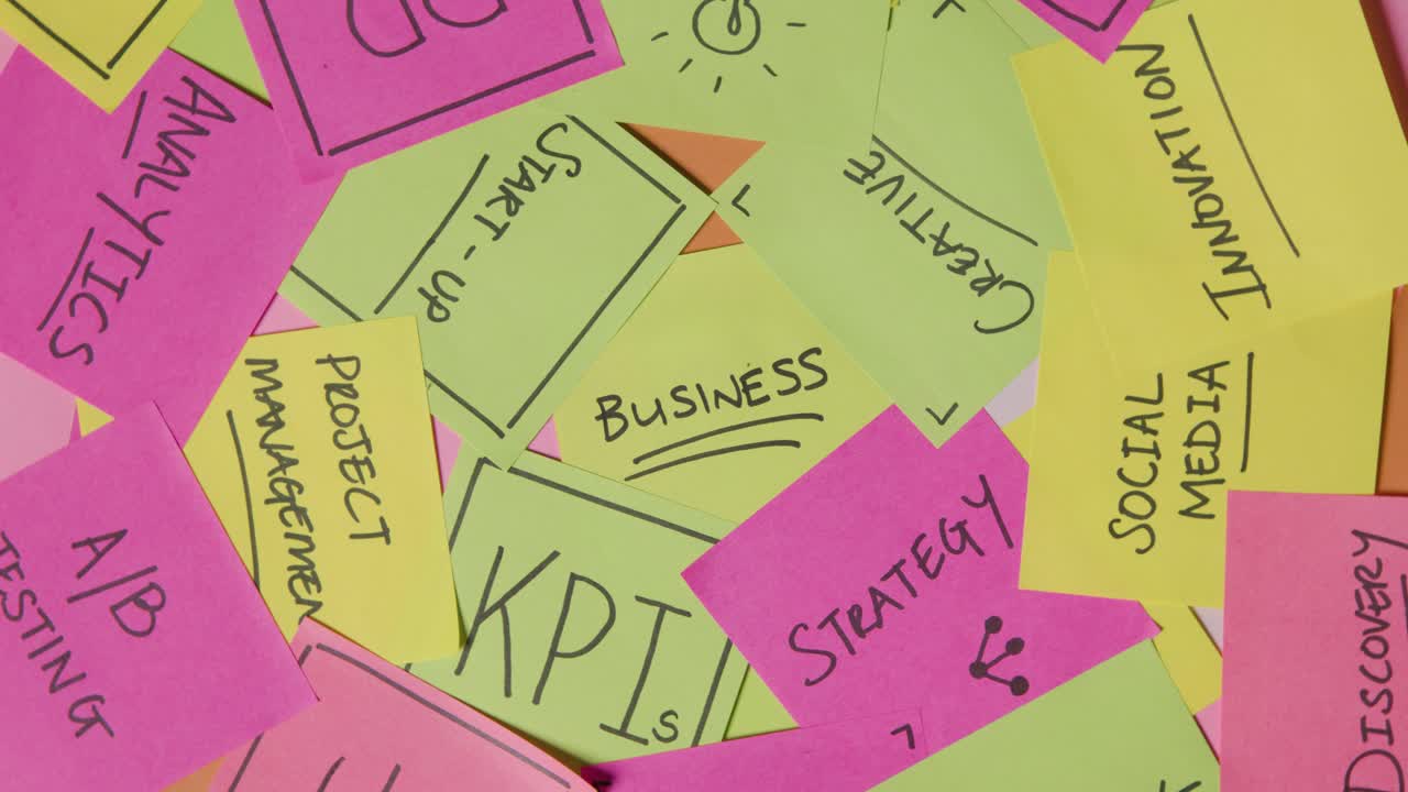 Business Concept Of Revolving Sticky Notes With Business And Financial Terms Written On Them 2