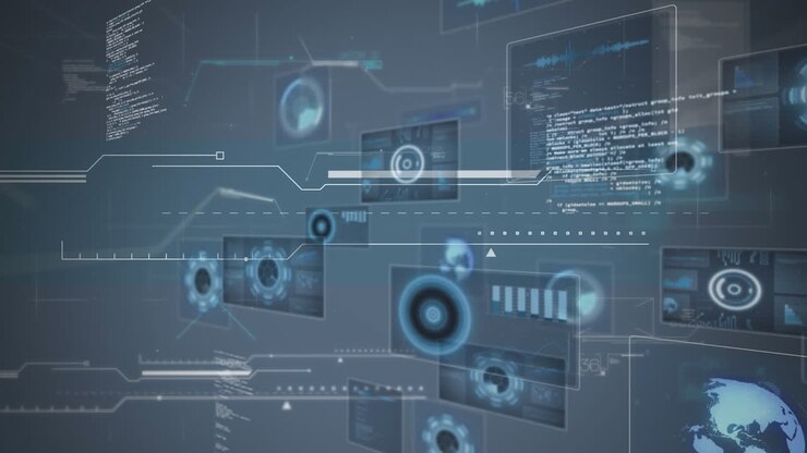 Animation of digital icons and data processing on interface