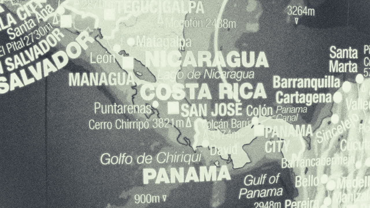 Black and White Map of Central America