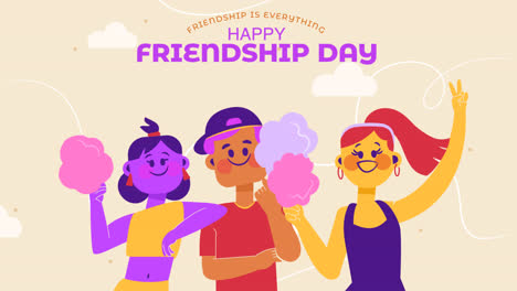 Motion-Graphic-of-Flat-friendship-day-background-with-group-of-friends