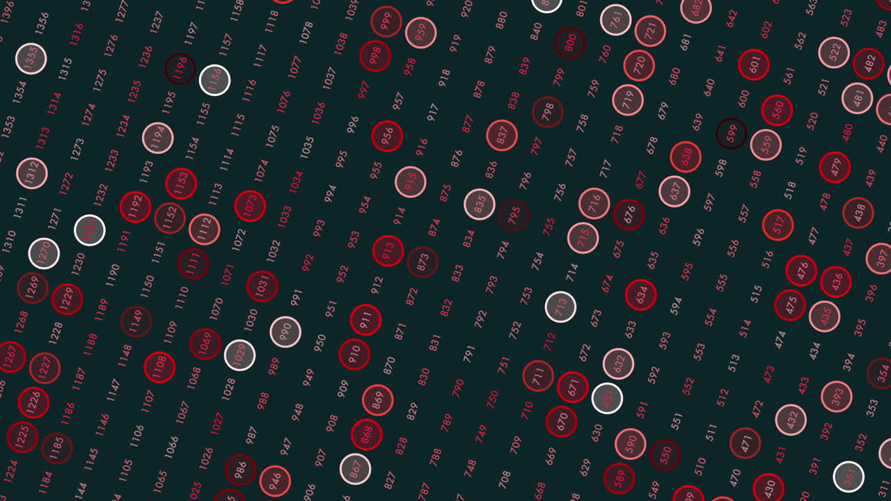 patrón de números aleatorios en filas en el espacio oscuro