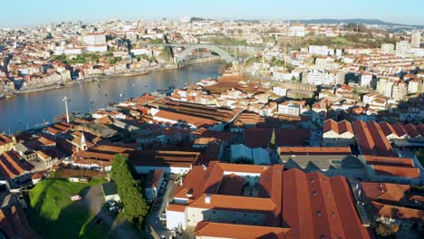 drone shot of porto and douro's rivers