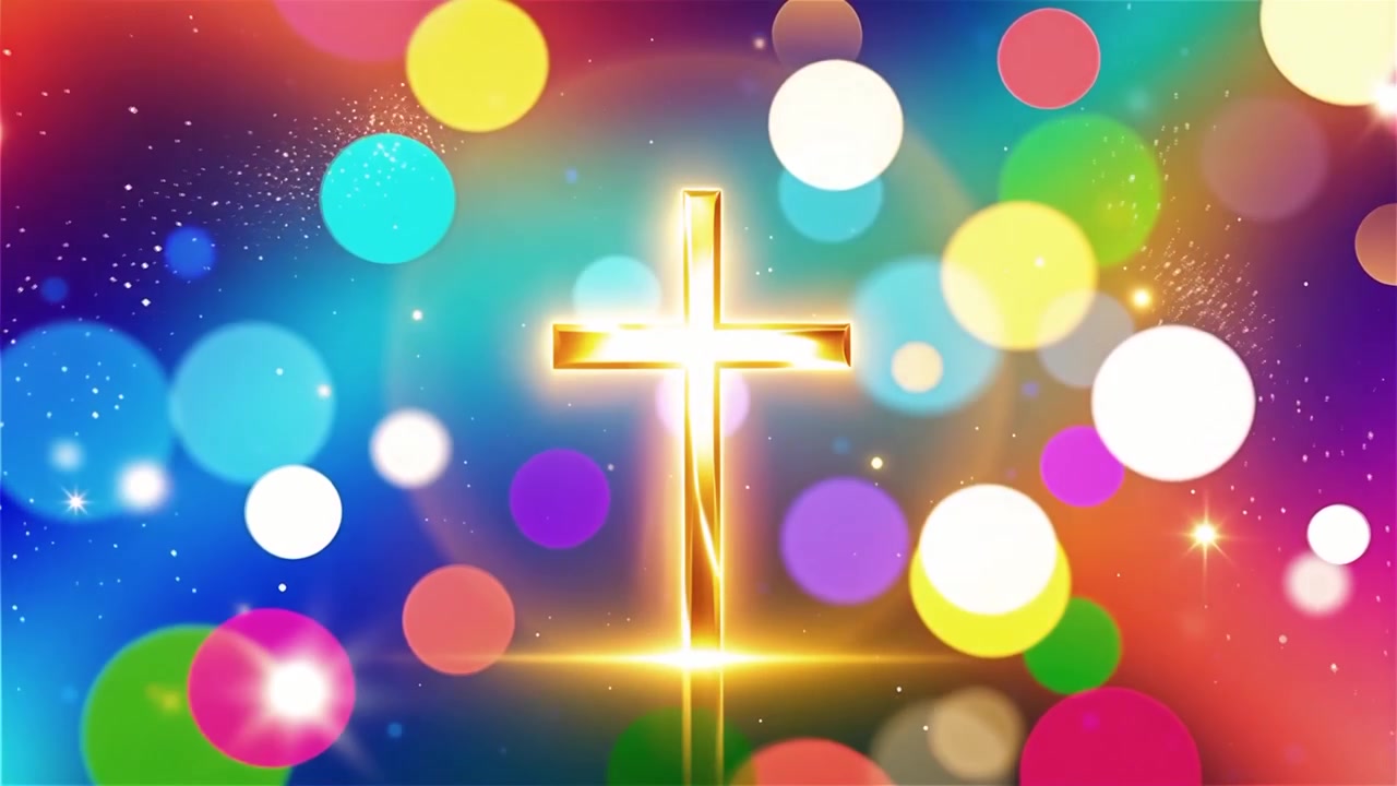 Christliches Kreuz, himmlisches Licht, Anbetungshintergrund.