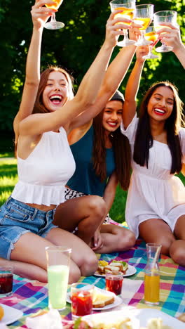 Friends Enjoying a Sunny Picnic and Celebration in the Park