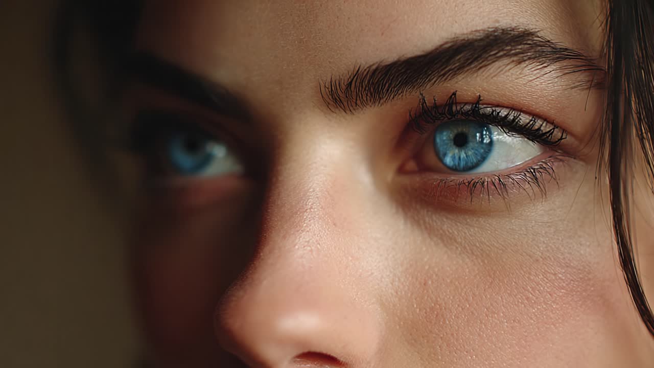 A Close-Up of a Woman's Captivating Blue Eyes: Exploring Depth and Emotion Through Beautiful Detail and Stunning Color Contrast