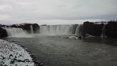 impressive powerful godafoss waterfall, iceland, europe.